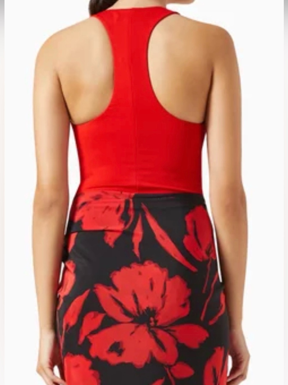 Michael Kors Collection Stretch Matte Jersey Racerback Bodysuit Italy Poppy 6 - Picture 5 of 10